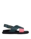 Marni Sandals In Deep Jade