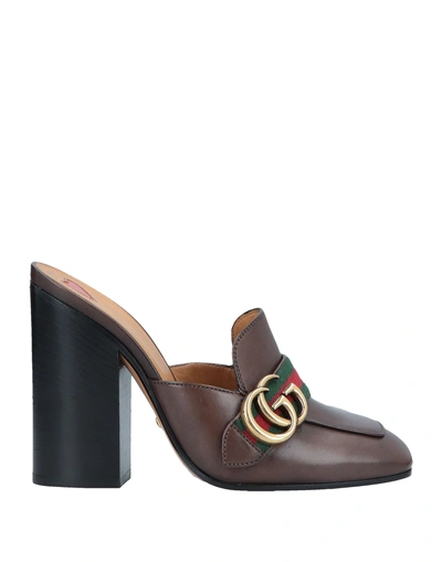 Gucci Mules In Dark Brown