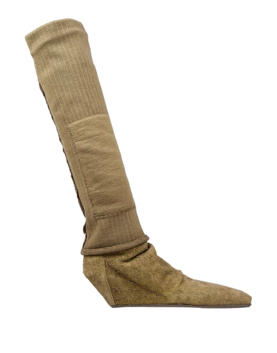 Rick Owens Knee Boots In Military Green