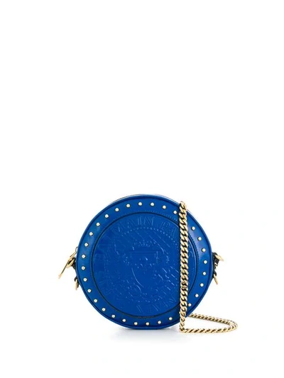 Balmain Leather Shoulder Bag In Blue