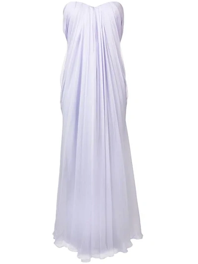 Alexander Mcqueen Strapless Bandeau Gown In Purple