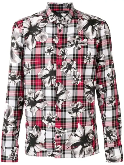 Neil Barrett Floral Plaid Shirt In Red
