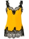 Gold Hawk Lace Trimmed Top In Yellow