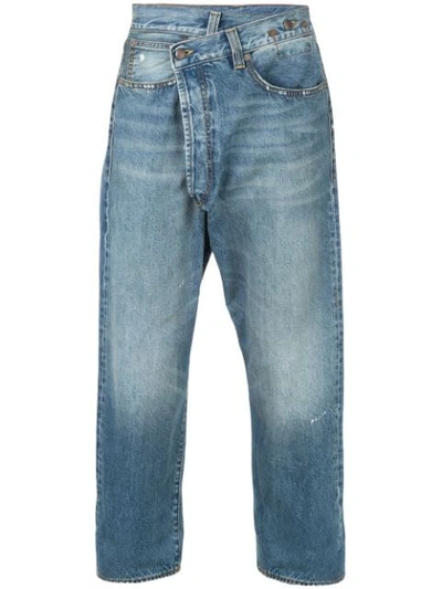 R13 Asymmetric Cropped Jeans In Blue