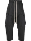 Rick Owens Cropped Cargo Trousers In Black
