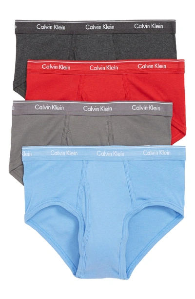 Calvin Klein 4-pack Cotton Briefs In Heather/ Sky/ Provence/ Red