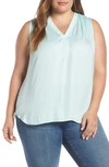 Vince Camuto V-neck Rumple Blouse In Light Seaglass