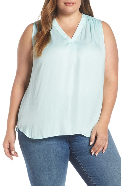 Vince Camuto V-neck Rumple Blouse In Light Seaglass