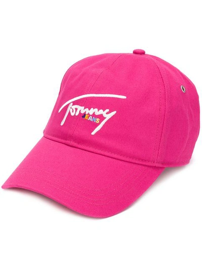 Tommy Hilfiger Contras Logo Baseball Cap In Pink