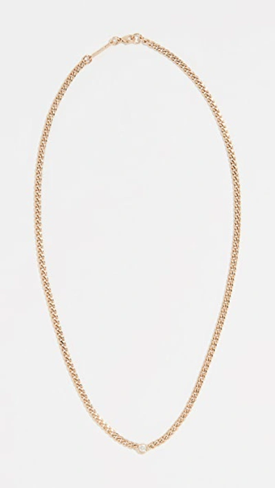 Zoë Chicco 14k Small Curb Chain Necklace With Floating Diamond