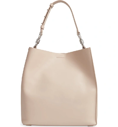 Allsaints Captain Leather Tote - Beige In Sand Beige/silver