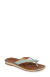Olukai Nohie Flip Flop In Tide Blue/ Tan Leather