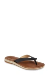 Olukai Nohie Flip Flop In Black/ Tan Leather