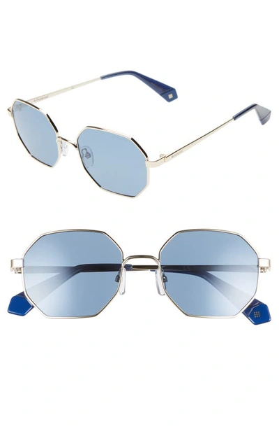 Polaroid Women's Polarized Hexagonal Sunglasses, 53mm In Gold/blue  Polarized | ModeSens