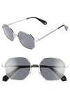 Polaroid 53mm Geometric Polarized Sunglasses - Silver/ Black