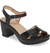 Wonders Platform Sandal In Nature Black Leather