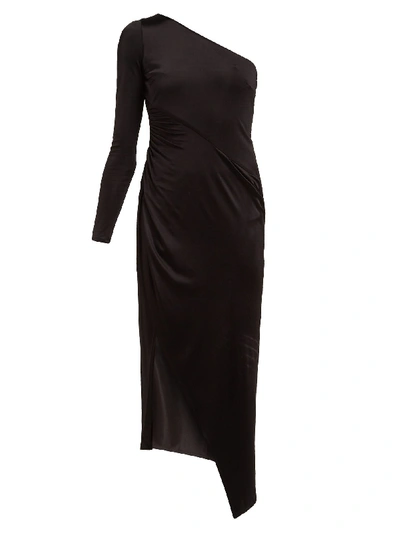 Galvan Mamounia One-shoulder Jersey Midi Dress In Black