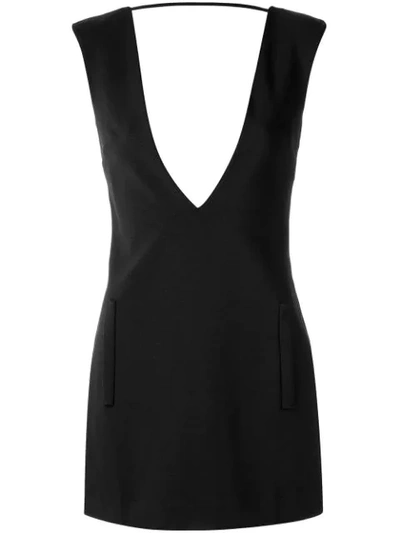 Adriana Degreas Deep V-neck Shift Style Dress In Black