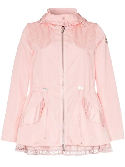 Moncler Lace Lettering Hooded Jacket In Pink