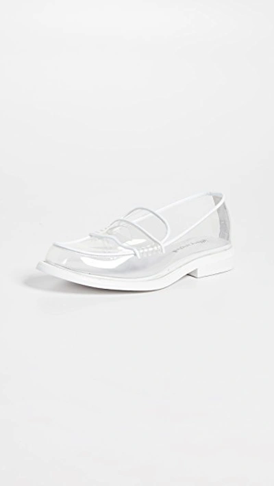 Jeffrey Campbell Kurri Vinyl Loafers In Clear/white | ModeSens