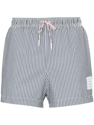 Thom Browne Striped Swim Shorts In Grey