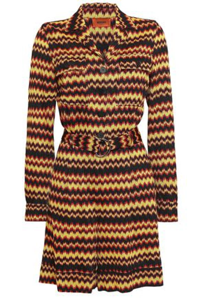 Missoni Belted Metallic Crochet-knit Playsuit In Black