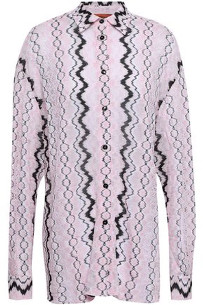 Missoni Crochet-knit Shirt In Baby Pink