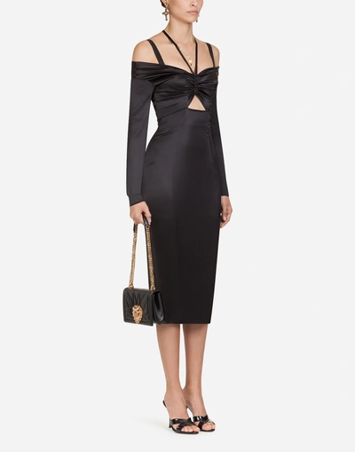 Dolce & Gabbana Form-fitting Silk Dress In Black