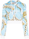 Moschino Charm-print Cropped Hoodie In Blue