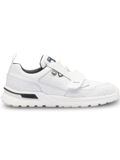 Prada Men's Sport Sneakers With Grip-strap In White