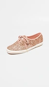 Keds X Kate Spade New York Women's Glitter Lace Up Sneakers In Rose Gold Glitter
