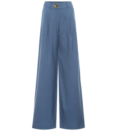 Rejina Pyo Eddie High-waisted Wool Wide-leg Pants In Blue
