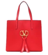 Valentino Garavani Vring Leather Shopper In Red