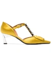 Marni Crystal And Satin Mary Jane Sandals In Yellow In Yellow/orange