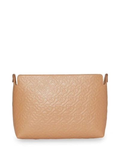Burberry Leather Logo-embossed Clutch Bag In Neutrals