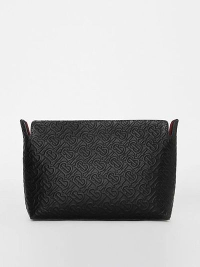 Burberry Leather Logo-embossed Clutch Bag In Black