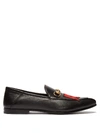 Gucci Embroidered Skull Horsebit Loafers In Black/ Black