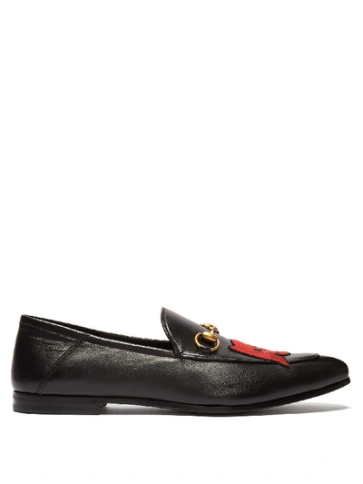 Gucci Embroidered Skull Horsebit Loafers In Black/ Black