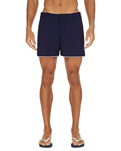 Orlebar Brown Men's Setter Contrast-piping Swim Trunks In Navy/white