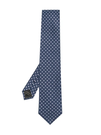 Brioni Geometric-pattern Silk Tie In Blue