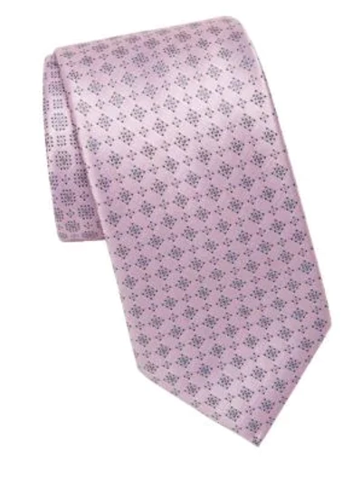 Brioni Starburst Silk Tie In Pink Grey