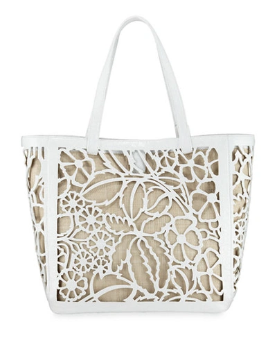 Nancy Gonzalez Floral Laser-cut Tote Bag In White