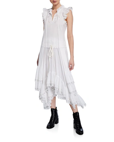 Coach Cotton Prairie Dress W/ Ruffles In White