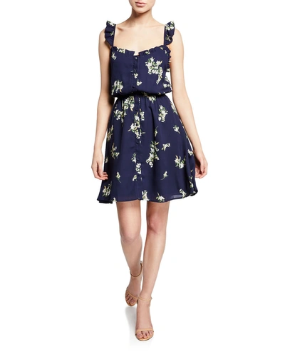 Cupcakes And Cashmere Lynette Floral Button-front Dress In Ink