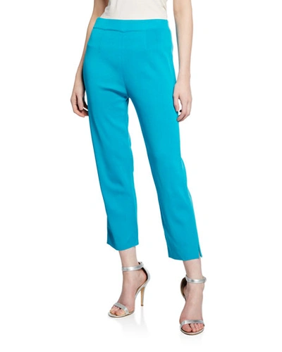 Misook Plus Size Mid-rise Straight-leg Cropped Pull-on Pants In Blue