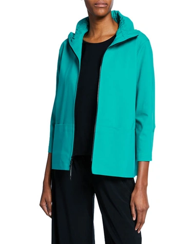 Caroline Rose Plus Size Summer Stretch Zip-front Jacket In Jade