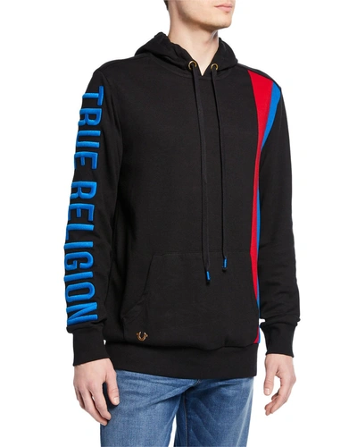 True Religion Men's Logo-embroidered Pullover Hoodie In Black/blue/red