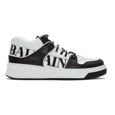 Balmain Low-top Logo Sneakers In White Black