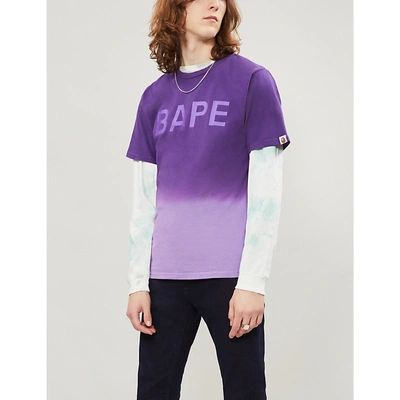 A Bathing Ape Dip-dye Cotton-jersey T-shirt In Purple