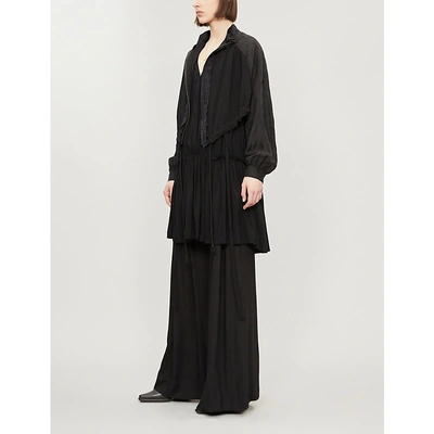 Ann Demeulemeester Contrast-jacquard Cropped Cotton Jacket In Black